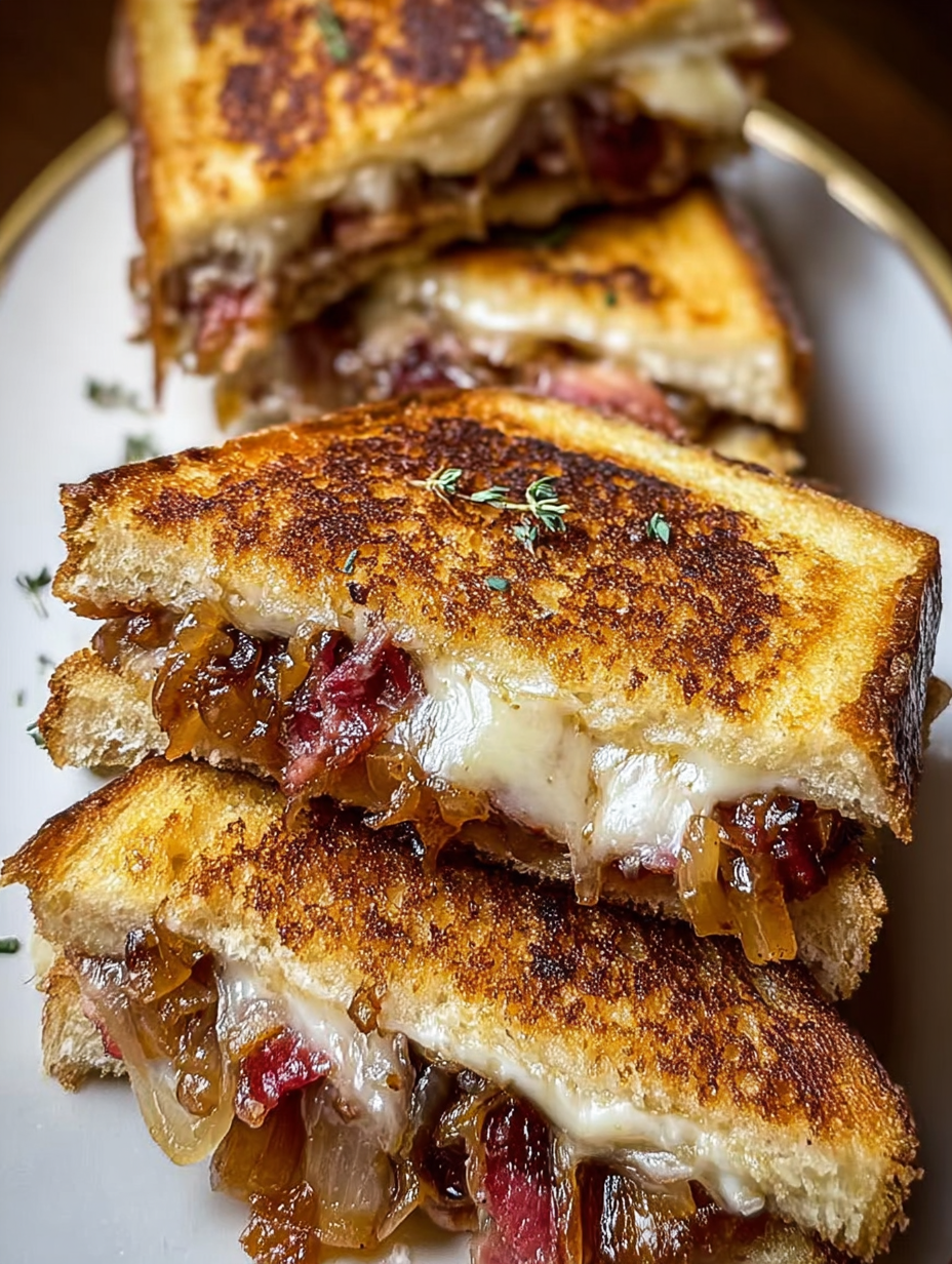 Gegrillte Käsesandwiches mit Truthahnspeck und karamellisierten Zwiebeln image 2