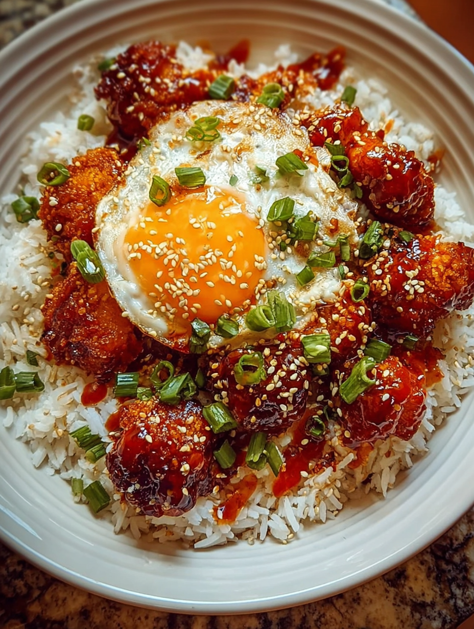 Klebrige koreanische gebratene Hähnchen- und Reisschüsseln image 2