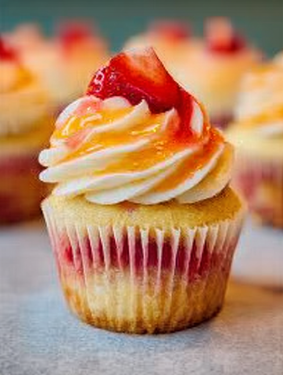 Mango-Erdbeer-Sonnenuntergangs-Cupcakes image 2