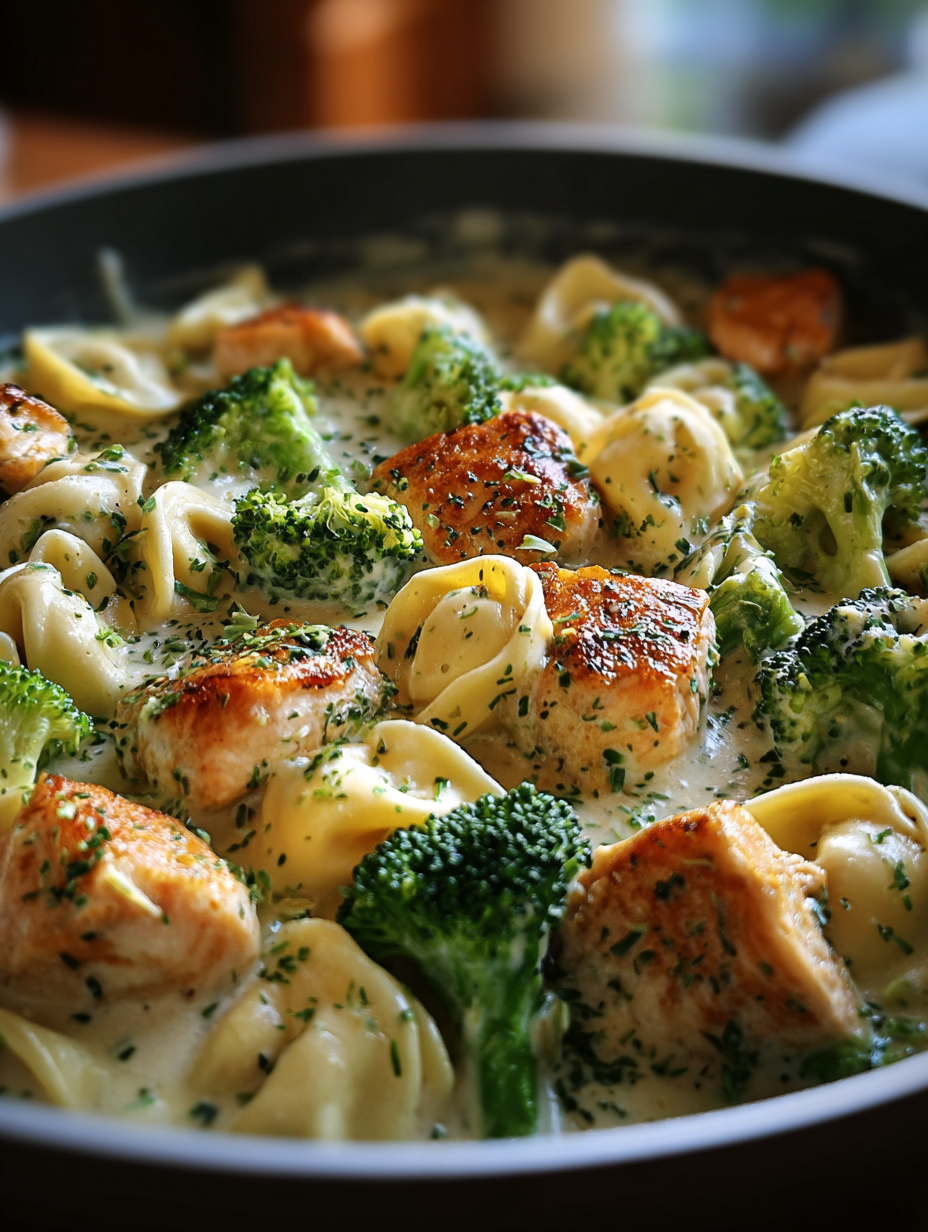 Einfaches Rezept für cremige Tortellini mit Hähnchen und Brokkoli image 2