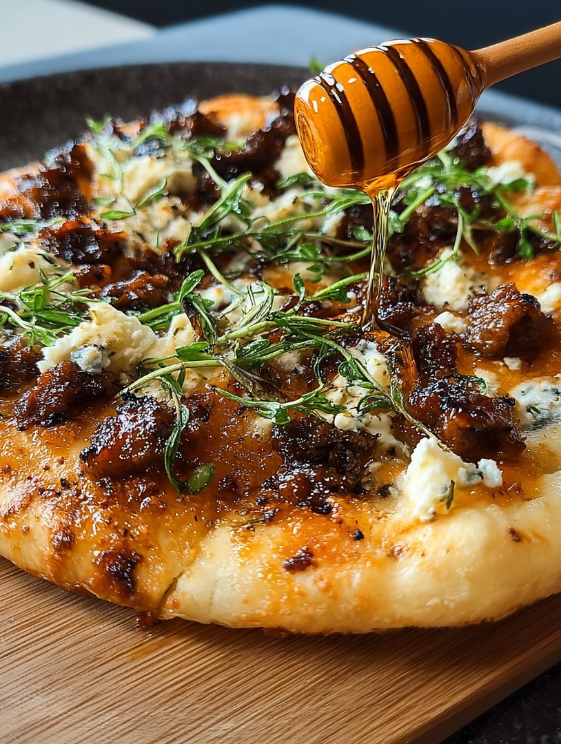 Einfache, heiße Wurst-Ricotta-Honig-Pizza image 2